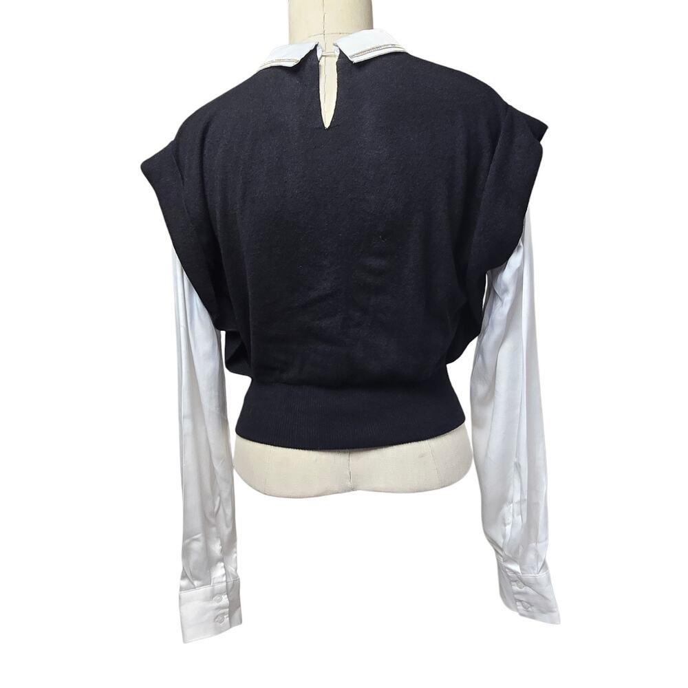 On 12th Young Ladies Sweater Shirt Size Medium Black White - Picture 4 of 10